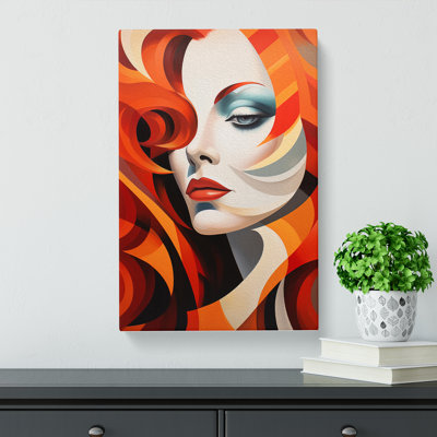 Woman With Red Hair Dadaism - Art Prints - Wrapped Canvas