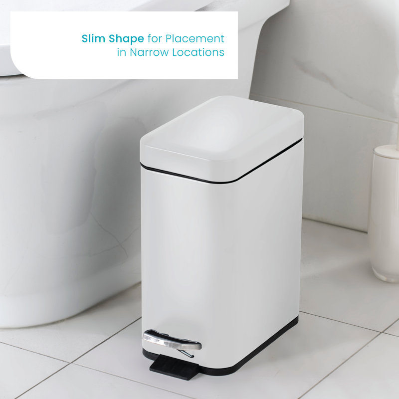 Matte White 1.3 Gallon Stainless Steel Pedal Trash Can