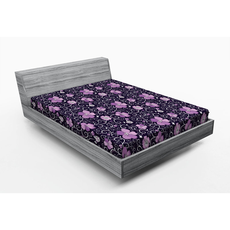 Microfiber Floral Fitted Sheet, Queen Fitted Sheet