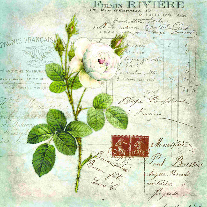 Postale botanique rétro 2, H 30 po x l 30 po