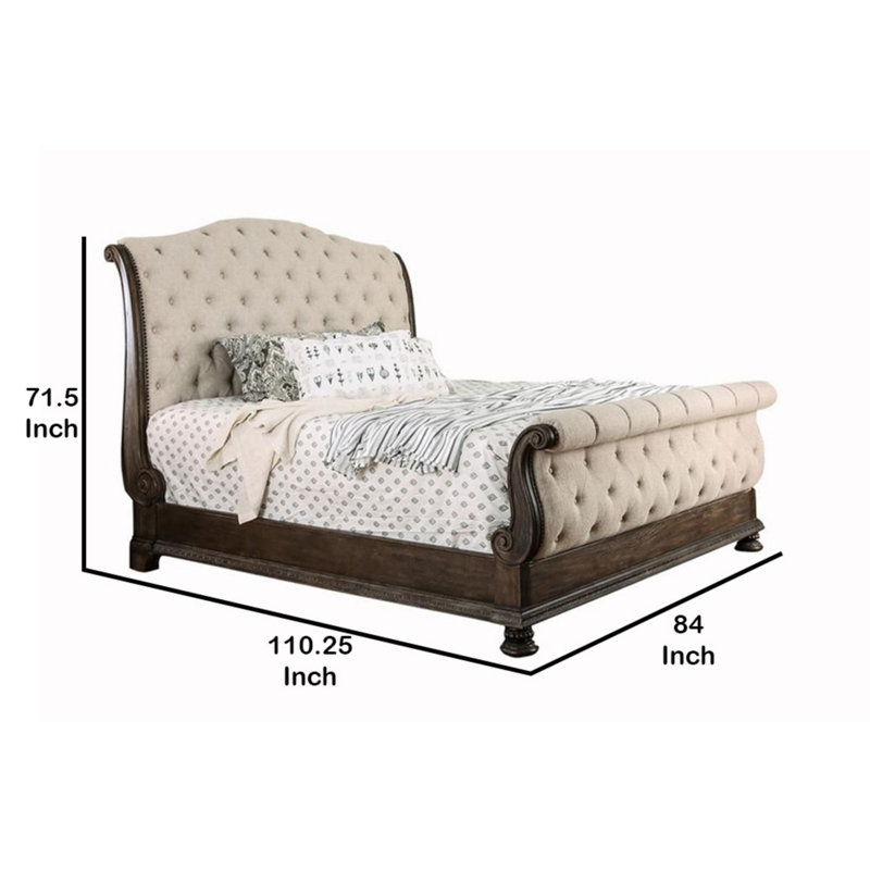 Upholstered Sleigh Bed, California King
