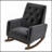 Dark Grey Fabric Solid Wood Rocking Chair