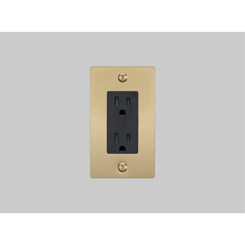 1G Duplex Outlet / Linear / Without Logo, Brass