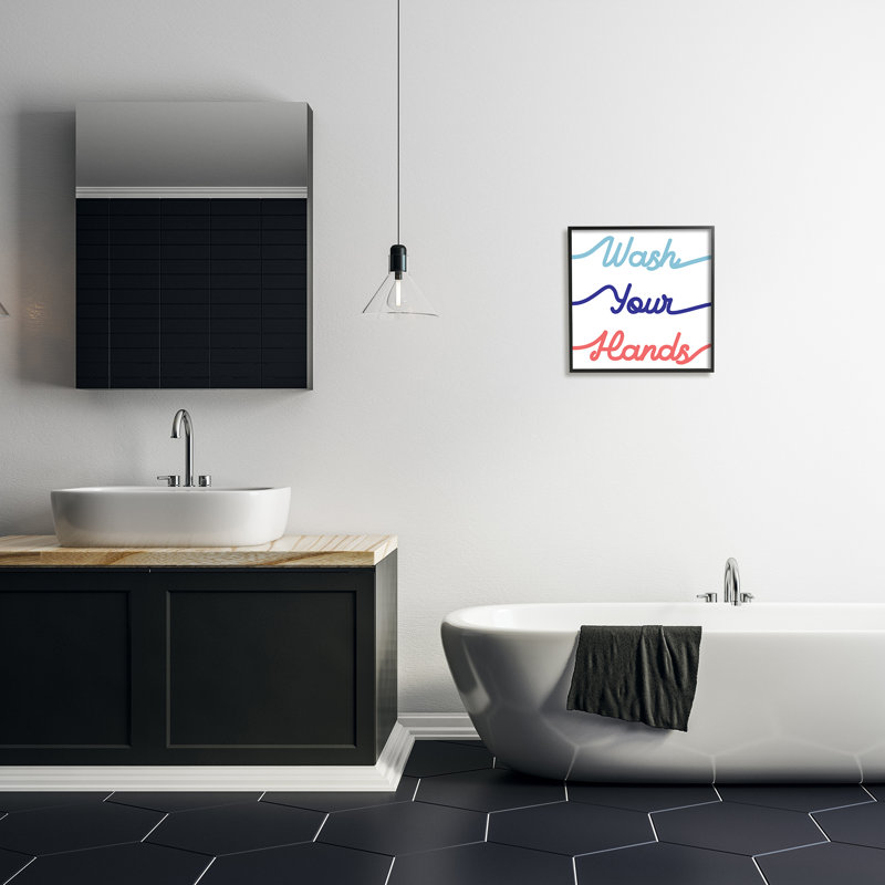 «Wash Your Hands», art mural sur toile tendue par Daphne Polselli, H 17 po x l 17 po x P 1,5 po, Giclée encadrée noir minuit