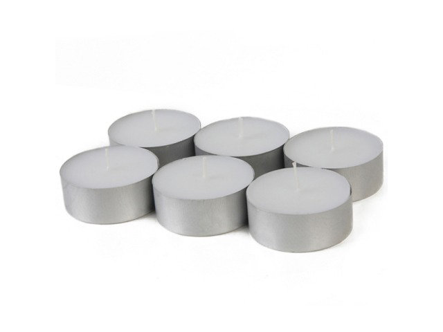 Unscented Tealight Candle with Metal Holder, White, Set of 12