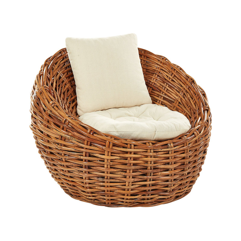 Craman Wicker Outdoor Lounge Chair, Natural, Beige