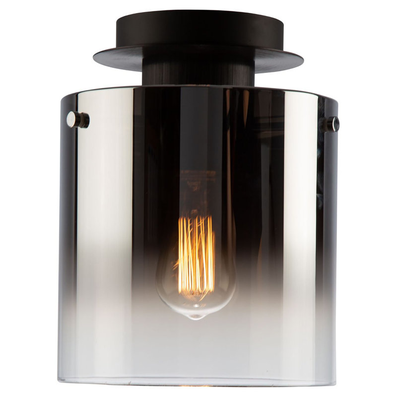 Plafonnier encastré 8 lumières Henley, Noir satiné, Verre fumé