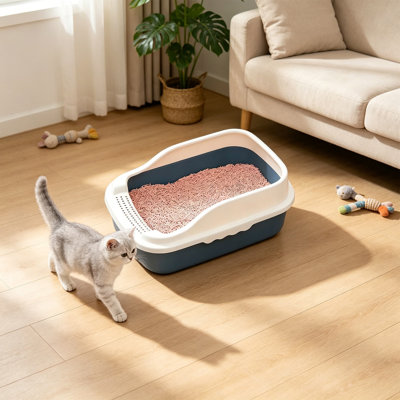 Bac à litière semi-fermé pour petits chats, 12,20 x 8,27 x 6,30 pouces, orange