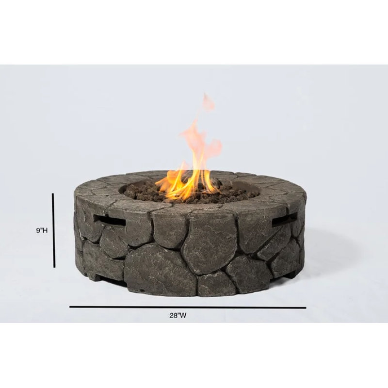 Foyer au propane en béton armé - l 9 po x 28 po, gris anthracite, acier inoxydable, 40 000, allumage à bouton-poussoir, tuyau de 108 po, avec couvercle de rangement pour l'extérieur, inclus