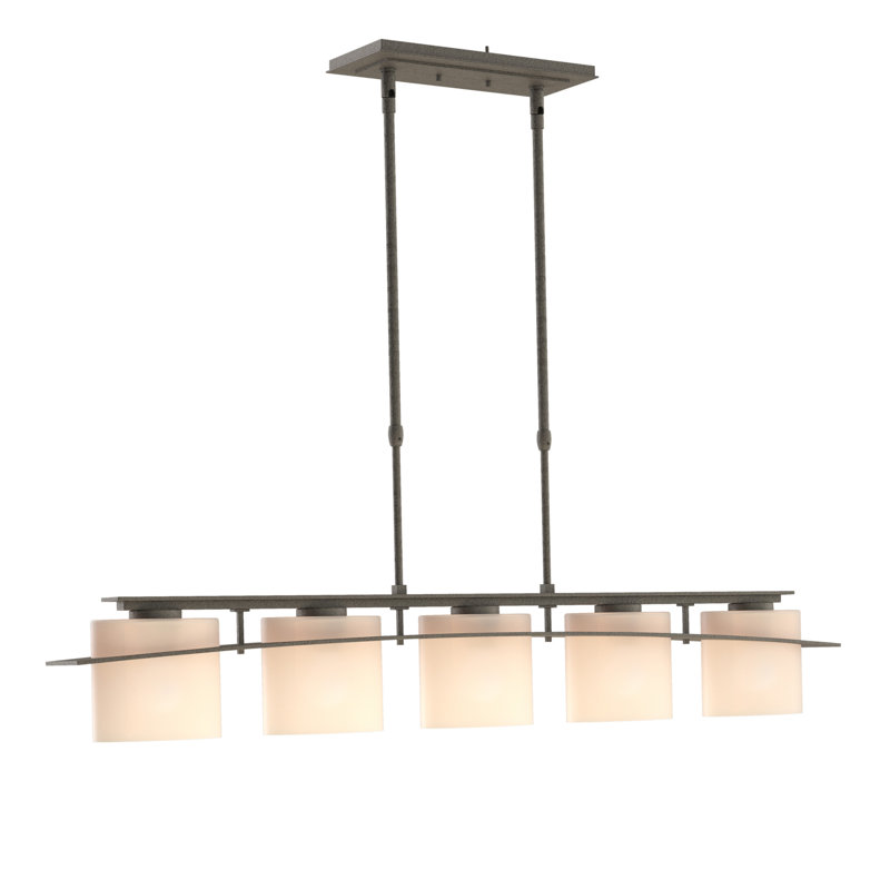 Arc 5 - Light Kitchen Island Linear Pendant, Opal, Natural lron
