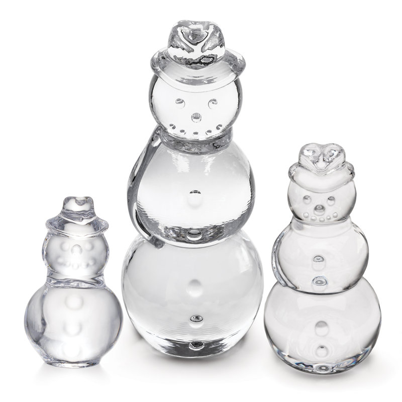 Handmade Glass Tall Snowman Figurine, Medium
