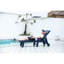 5 chaises d'extérieur, bleu marine avec porte-gobelet, roues pour piscine, terrasse, chaise de patio près de la piscine 5 positions réglables, bleu, support et