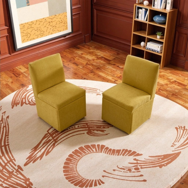 Ensemble de 2 chaises pivotantes multifonctionnelles - mobilité à 360 ° avec rangement caché, Jaune