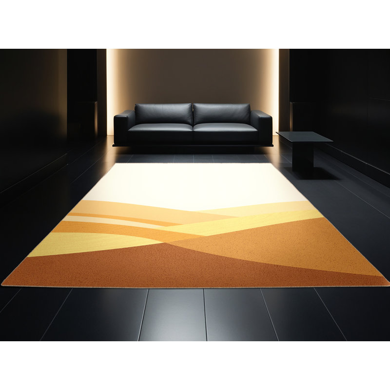 Machine Washable Paizlei Atacama Desert Chile Minimalist Rug in Beige – Beige Binding, 7x9