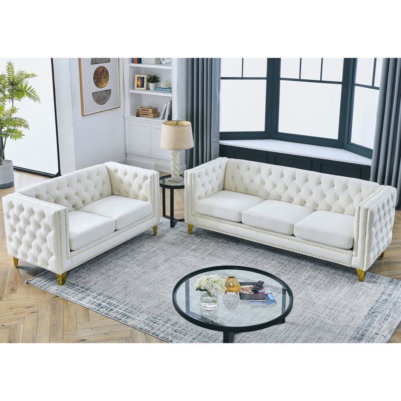 Combinaison de velours beige 3 + 2 avec livraison rapide de notre entrepôt - Siège confortable Fusion rapide en velours beige 3 + 2