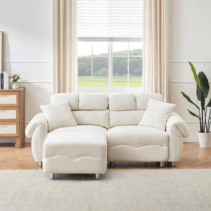 Canapé modulaire 2 pièces Agirta, Velours beige, H 39,8 po x l 78 po x P 50 po