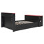 Lit de jour en bois pleine grandeur avec lit gigogne simple, bureau, lumière DEL et USB, noir et rouge-1212191104-1212191109