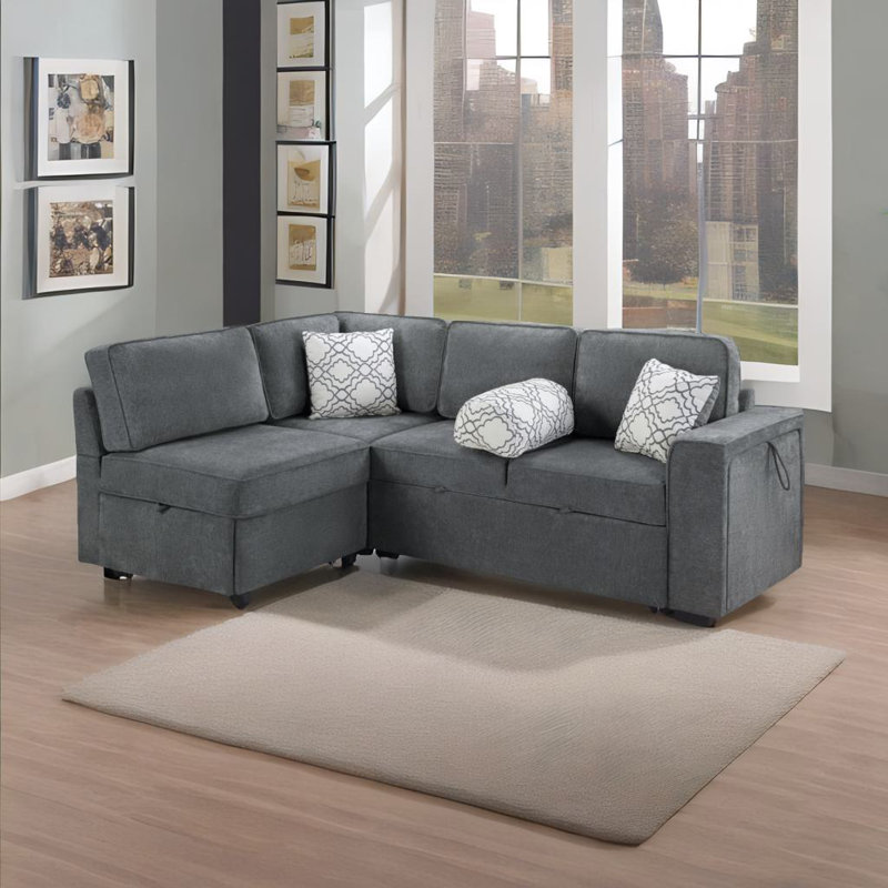 Convertible Sectional Sofa Bed, Dark Gray