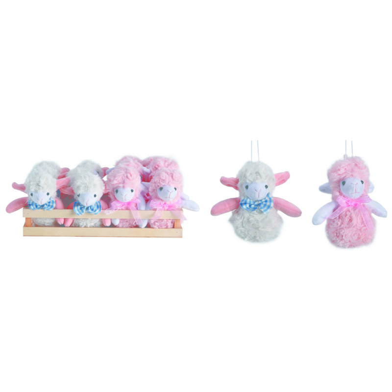  Polyester 11 in. Multicolor Easter Plush Fluffy Lambs In Crate Set of 12