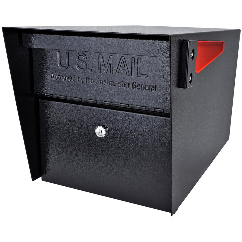 Steel Post Mounted Mailbox with Magnetic Closure, Black