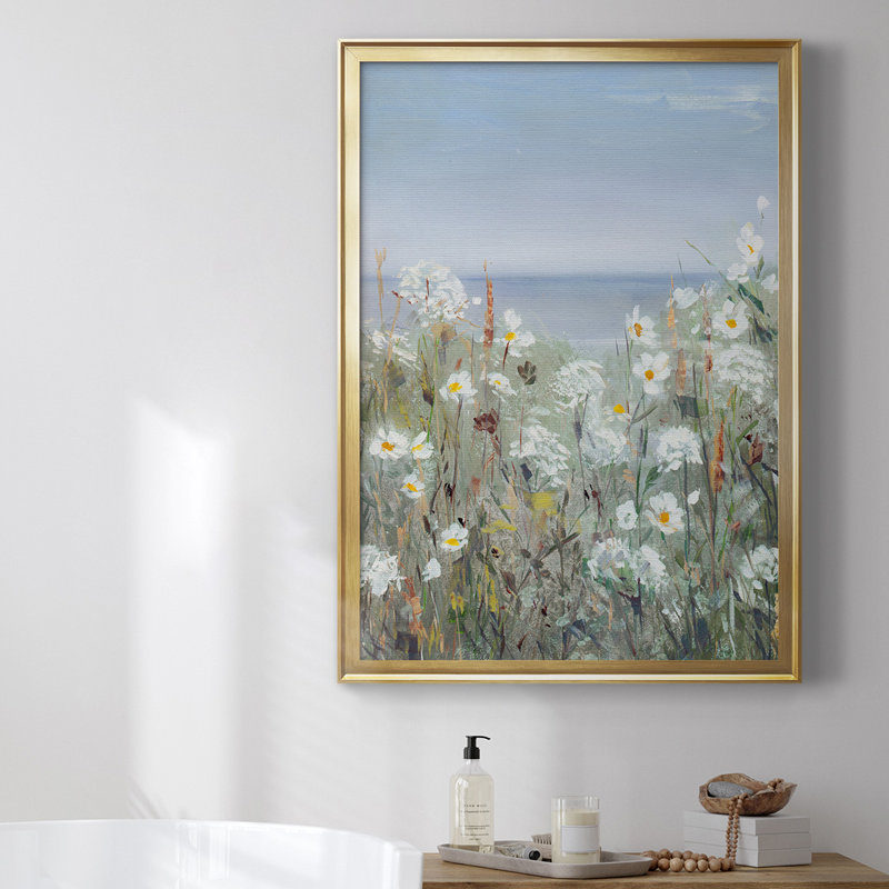 Toile encadrée de qualité supérieure Wild Sea Breeze II - prête à être accrochée, Toile avec cadre doré