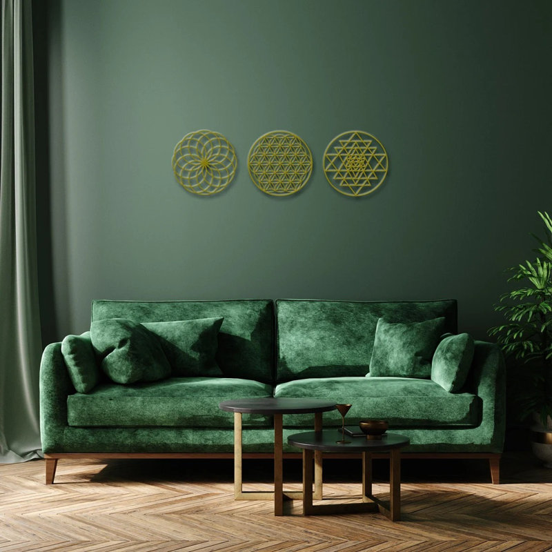 Handmade Glam Plants & Flowers Wall Decor on Metal, Gold, 30cm H x 30cm W x 2cm D