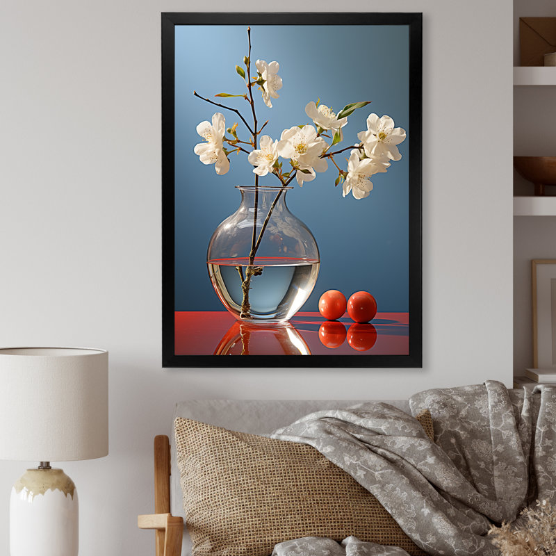 Perle pureté nature morte - impression, H 20 po x l 12 po x P 1 po, Cadre simple noir