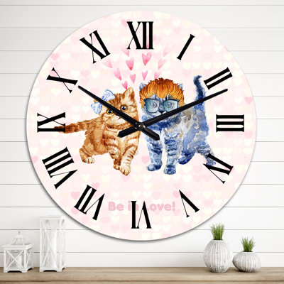 Two Little Hipster Kitten - Horloge murale pour enfants