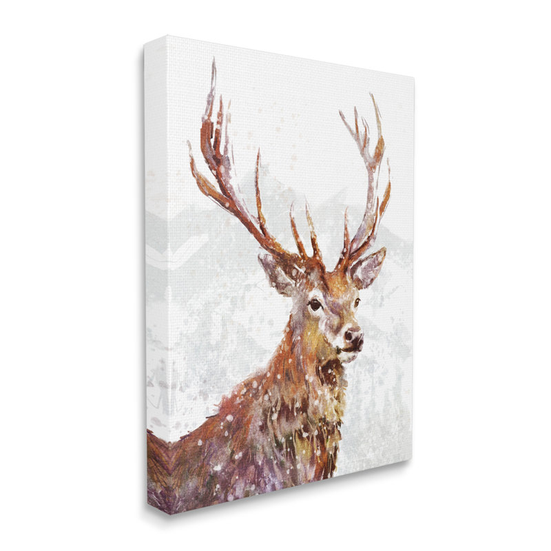 Peinture sur toile Winter Deer Mountain Snowfall, H 48 po x l 36 po x P 1,5 po