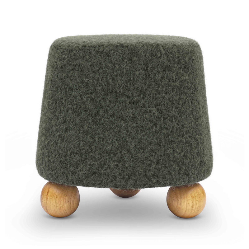 Tabouret Jaine Boucle, Polyester, Naturel, Vert