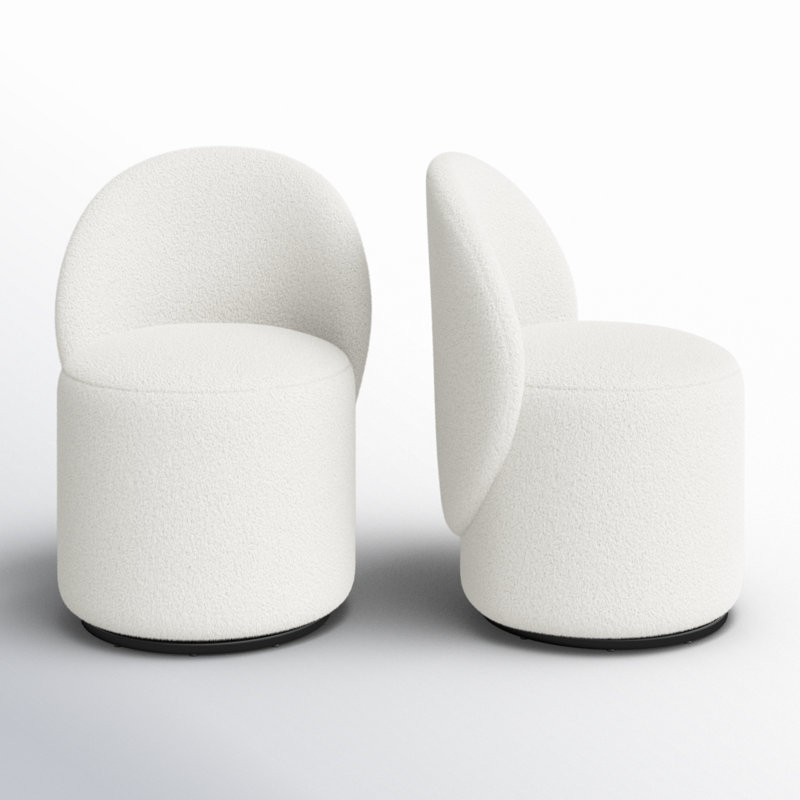 Annielise 20" Wide Polyester Swivel Barrel Chair, White 100% Polyester