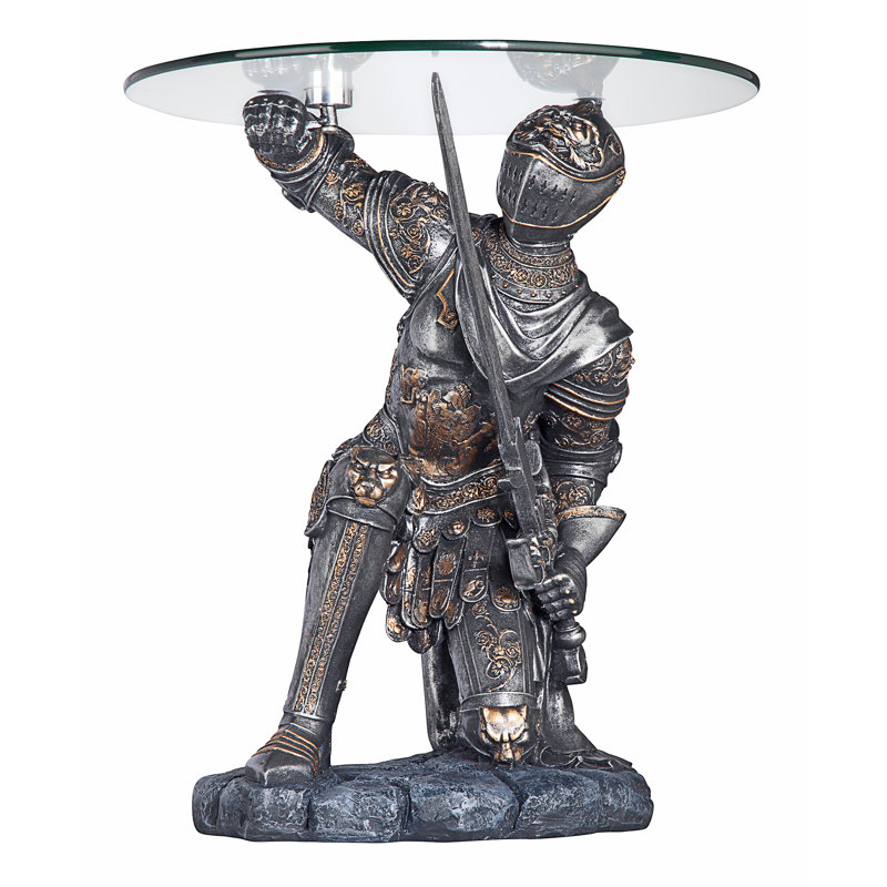 Battle Knight Glass Figurine End Table