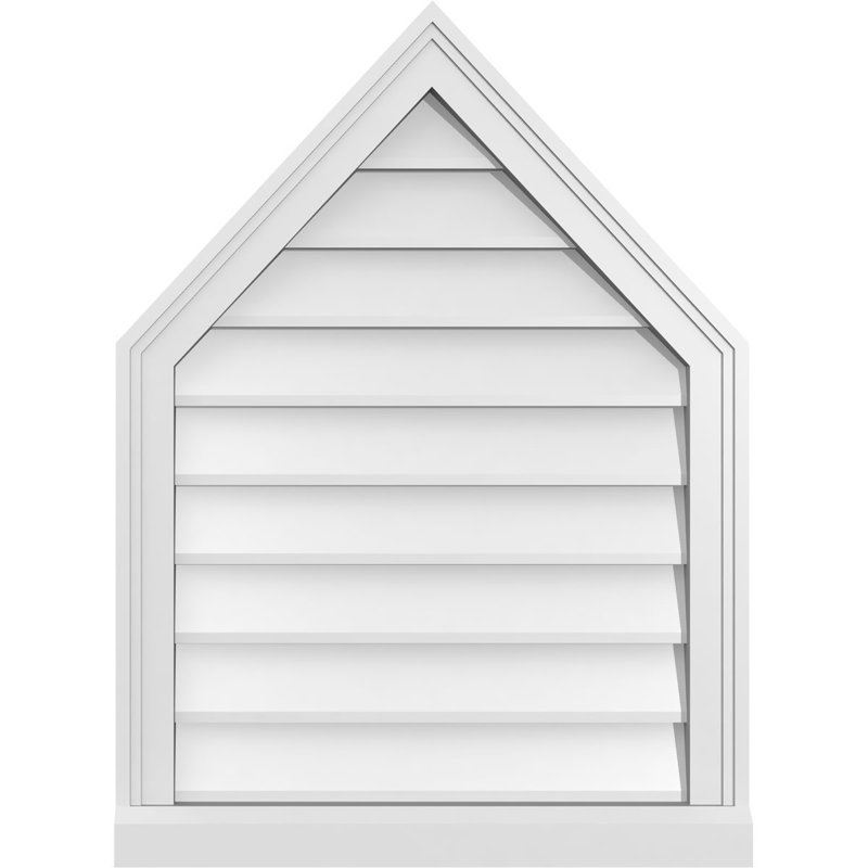 Peaked Top Surface Mount Signature Urethane Non-Functional Gable Vent 13/12 Pitch Primed Tan, 30" H x 22" W x 2" D, 13/12