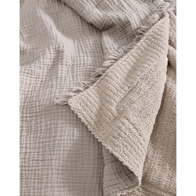 Snug Muslin Throw Blanket, Taupe