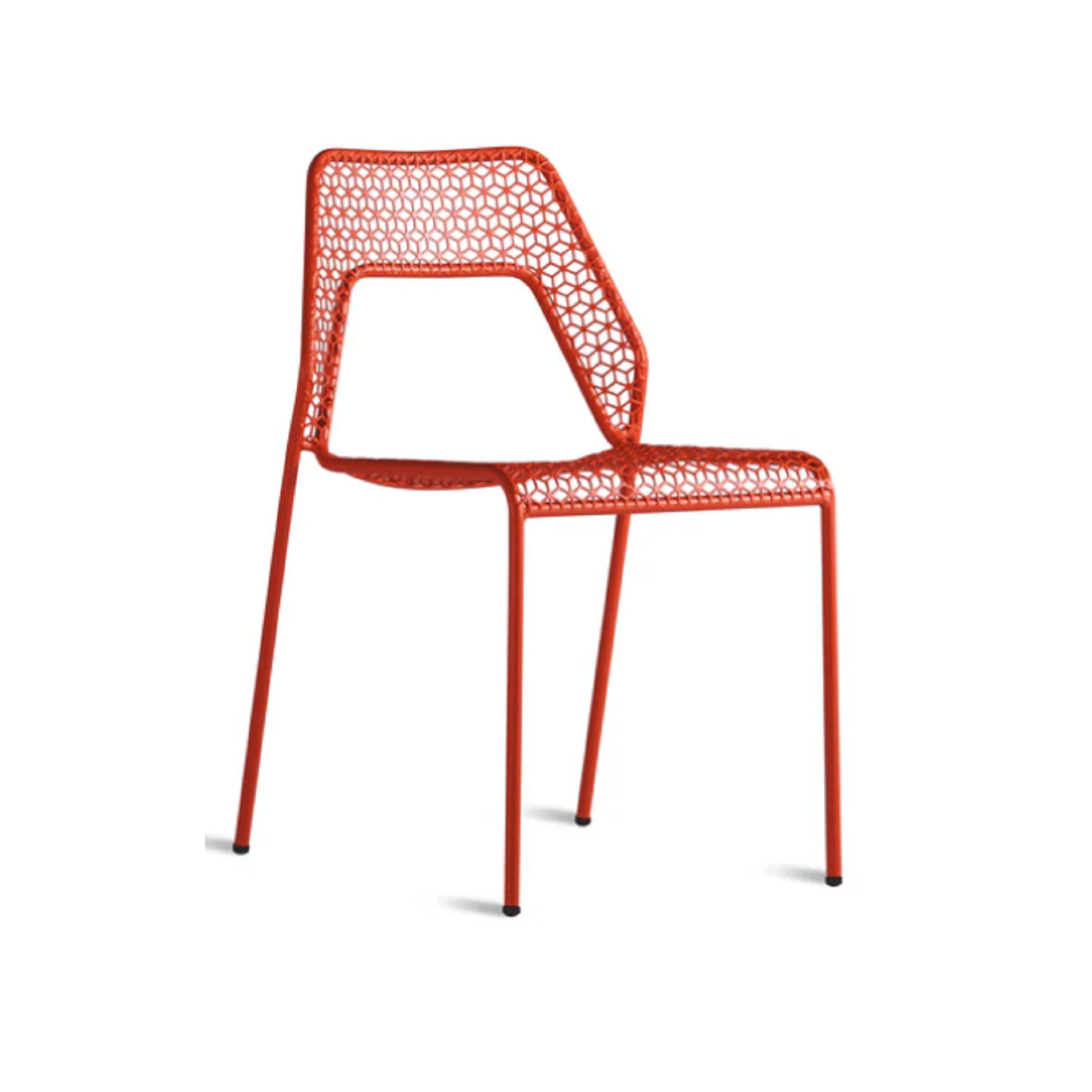 Hot Mesh Premium All-Weather Wicker Outdoor Stacking Dining Side Chair, Humble Red