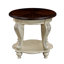 Table de bout ronde 22 pouces à deux tons, table d'appoint en bois massif avec tablette, table de coin de salon facile à assembler-1606552932