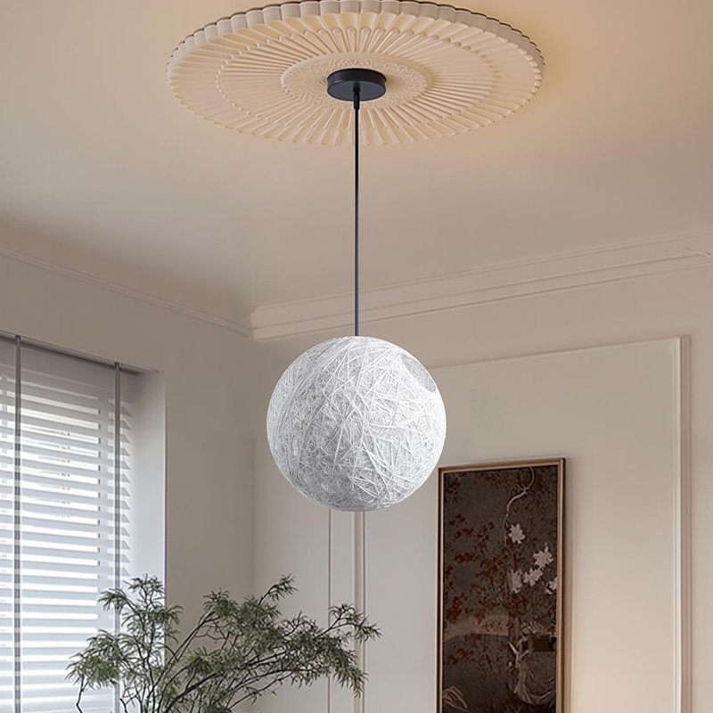 Luminaire suspendu sphère 1 lumière blanc, H 15,74 po x l 15,74 po x P 15,74 po, Blanc