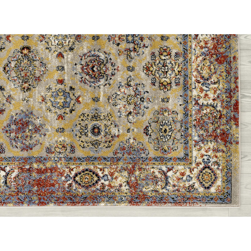 Tapis beige à motif oriental Penton, Tapis de couloir 2 pi 6 po x 10 pi 3 po