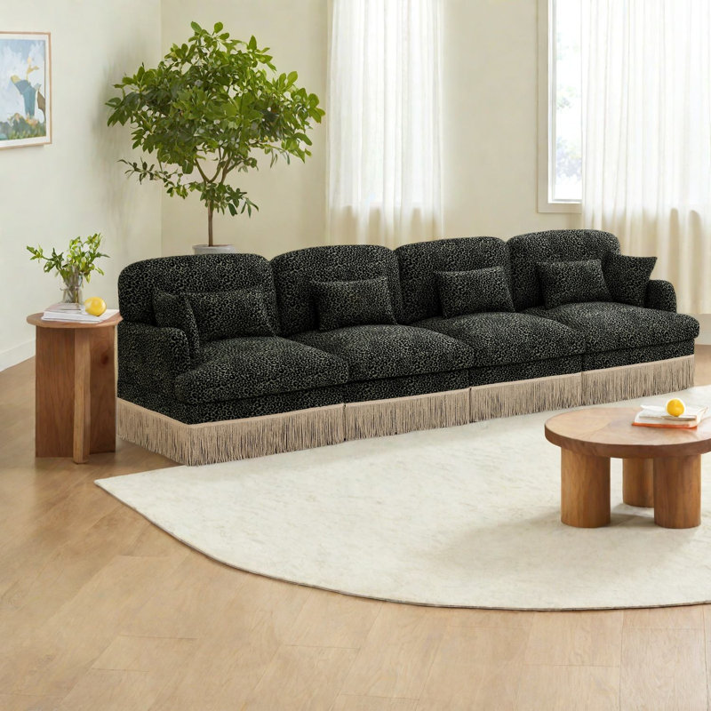 Spacious 131.5 In Chenille Sectionals, Modern Leopard Sofa For Home