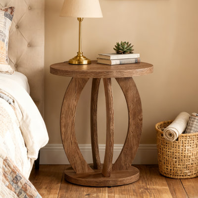 19.69" Round Wood Nightstand, Farmhouse Bedside Table For Bedroom by XDYZ