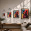 Cubist Bear Portrait Geometric - Framed Print-1632768373-1632768363