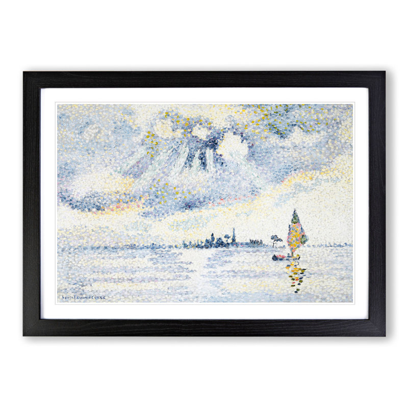 Sunset on the Lagoon by Henri-Edmond Cross - Picture Frame Painting, 48cm H x 65cm W x 2cm D, Black Framed