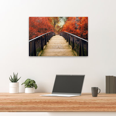 Ardent, paysage d'automne, pont sur la nature, photographie, art numérique, art contemporain