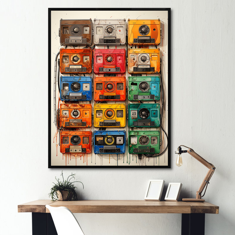 Dessin schématique d'une cassette I sur toile, H 32 po x l 16 po x P 1 po, Cadre flottant noir