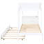 Lit superposé Twintwin avec bureau de rangement, lit gigogne simple et prises de courant, blanc - chambre à coucher moderne indispensable pour les familles