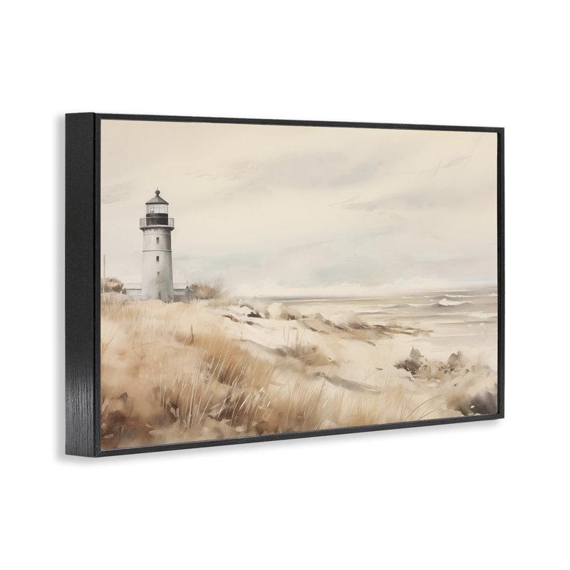 Distant du phare aux tons neutres, estampe numérique, design par Arlington Prints, H 12 po x l 18 po