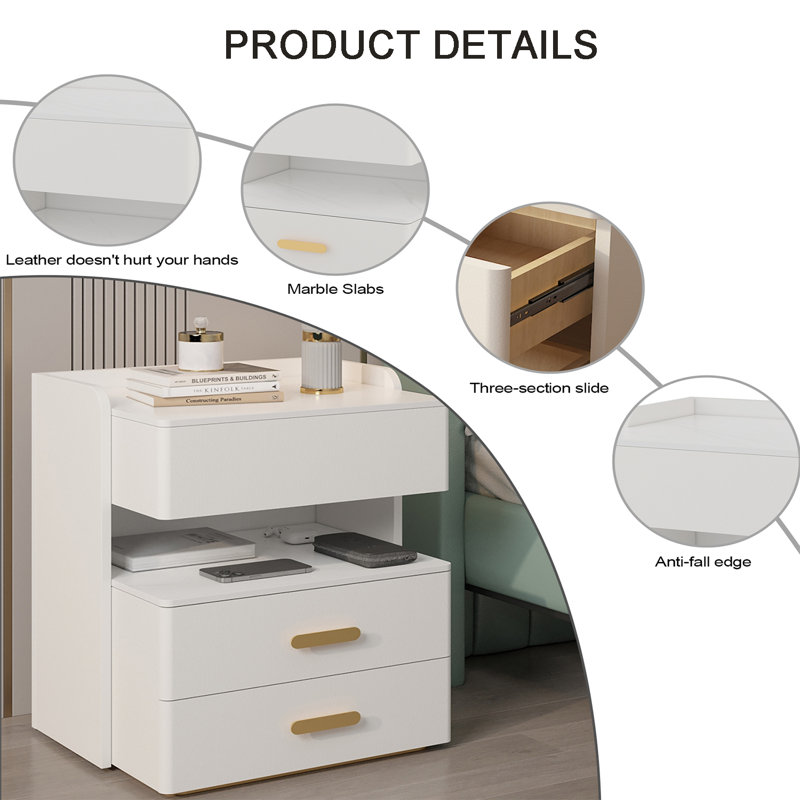 Lushawn 18.8'' W Nightstand, Off White