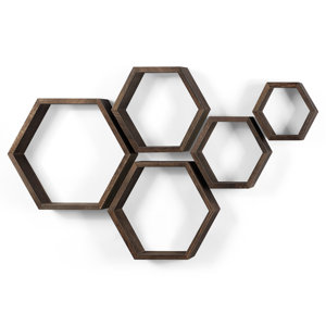 Jagjeet 5 Piece Hexagon Paulownia Solid Wood Accent Shelf