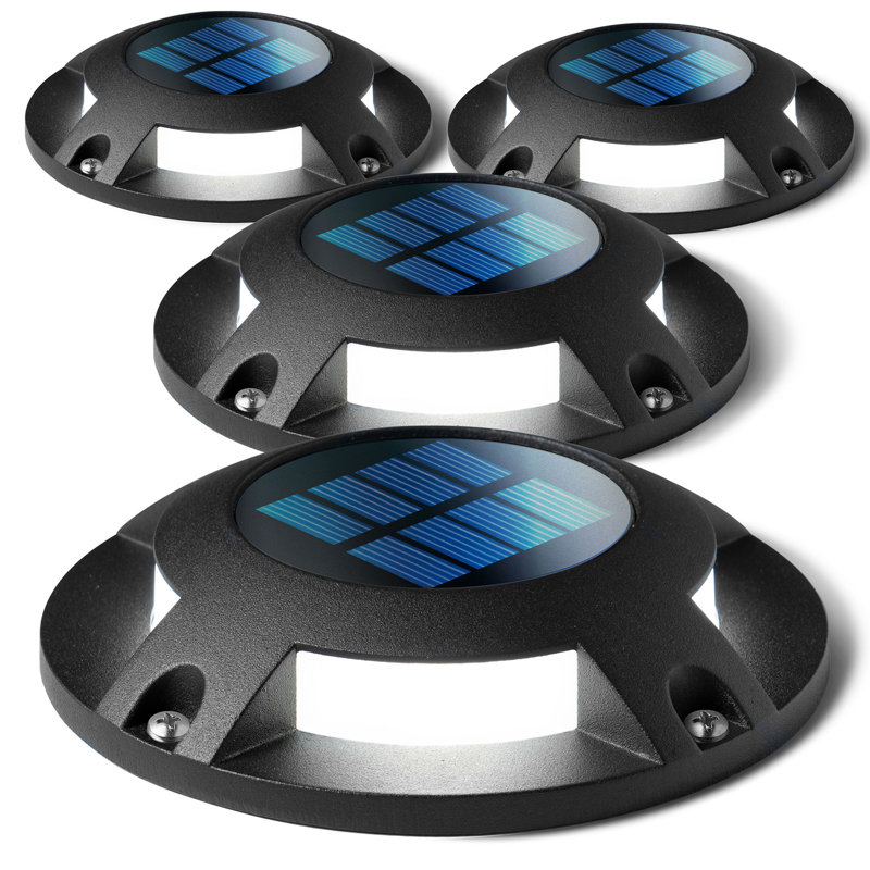 Solar Powered Integrated LED Deck Light Pack, Black