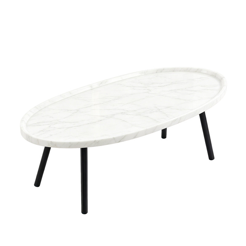 Table basse Mid Century, Blanc/Noir